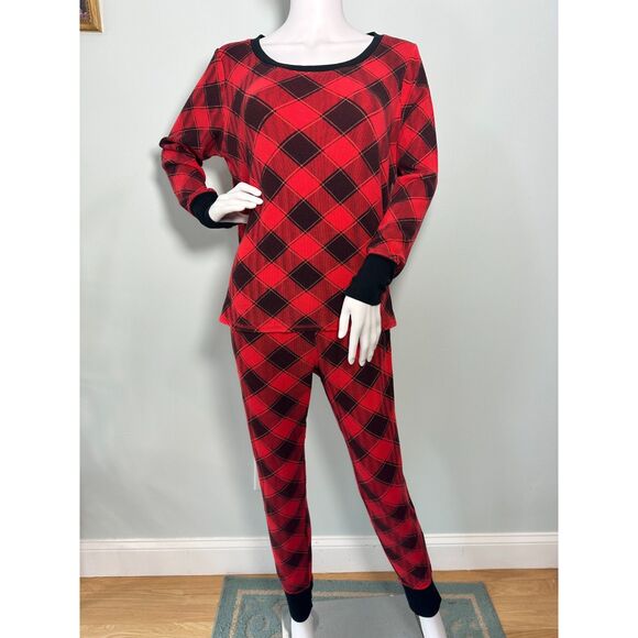 Victoria's Secret Fireside Red/Black Plaid Thermal Pajama Lounge Set size M - Picture 1 of 10